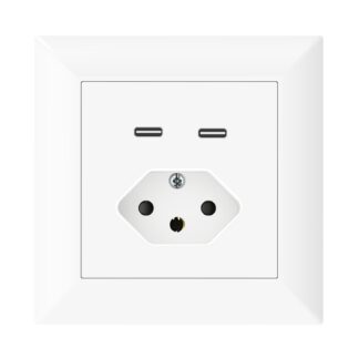 UP-Steckdose Typ 13 FMI 230V 10A 2x USB Typ C, weiss glänzend, 5 V/3,4A 17 W